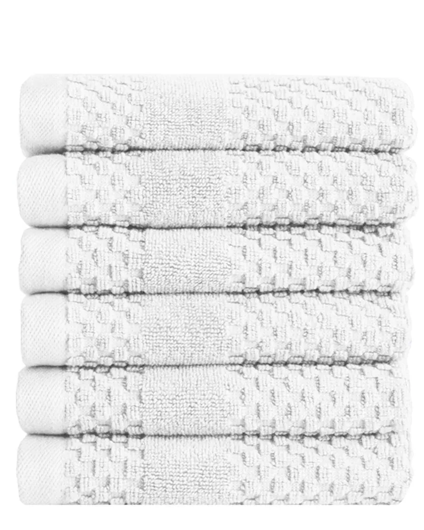Set of 6 Honeycomb Washcloths - White, Cotton image