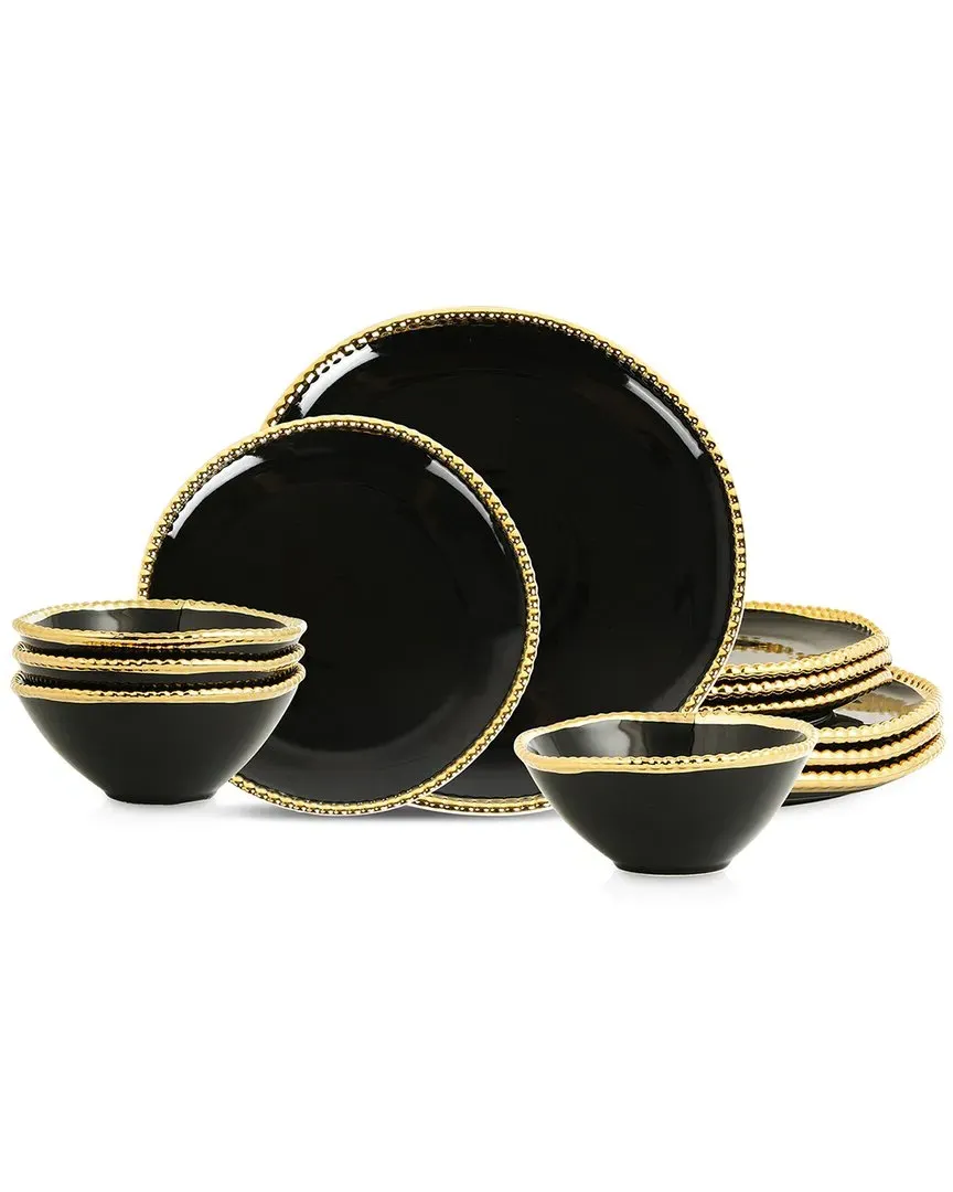 Akoya 12pc Dinnerware Set - Black, Porcelain image