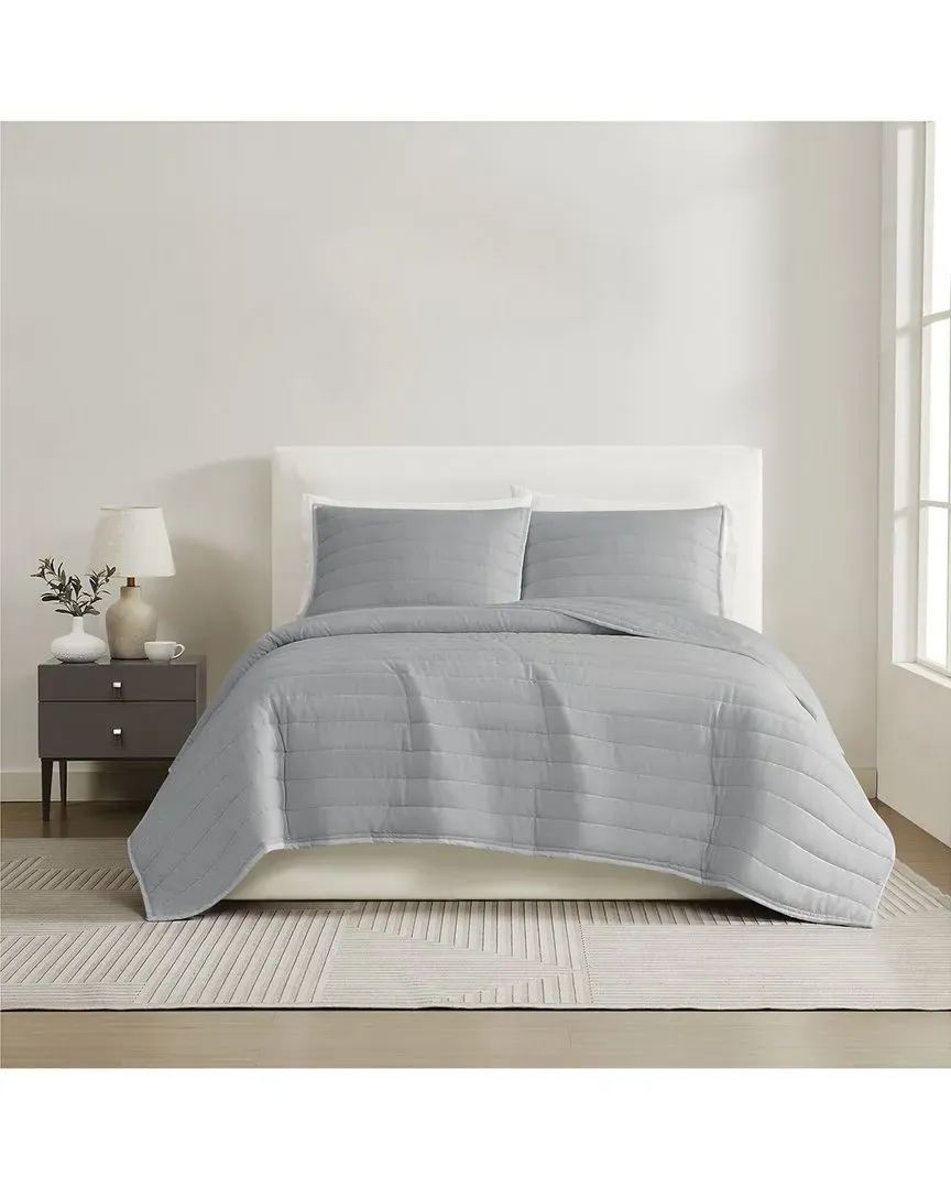 Cotton Sateen Quilt Set - Grey