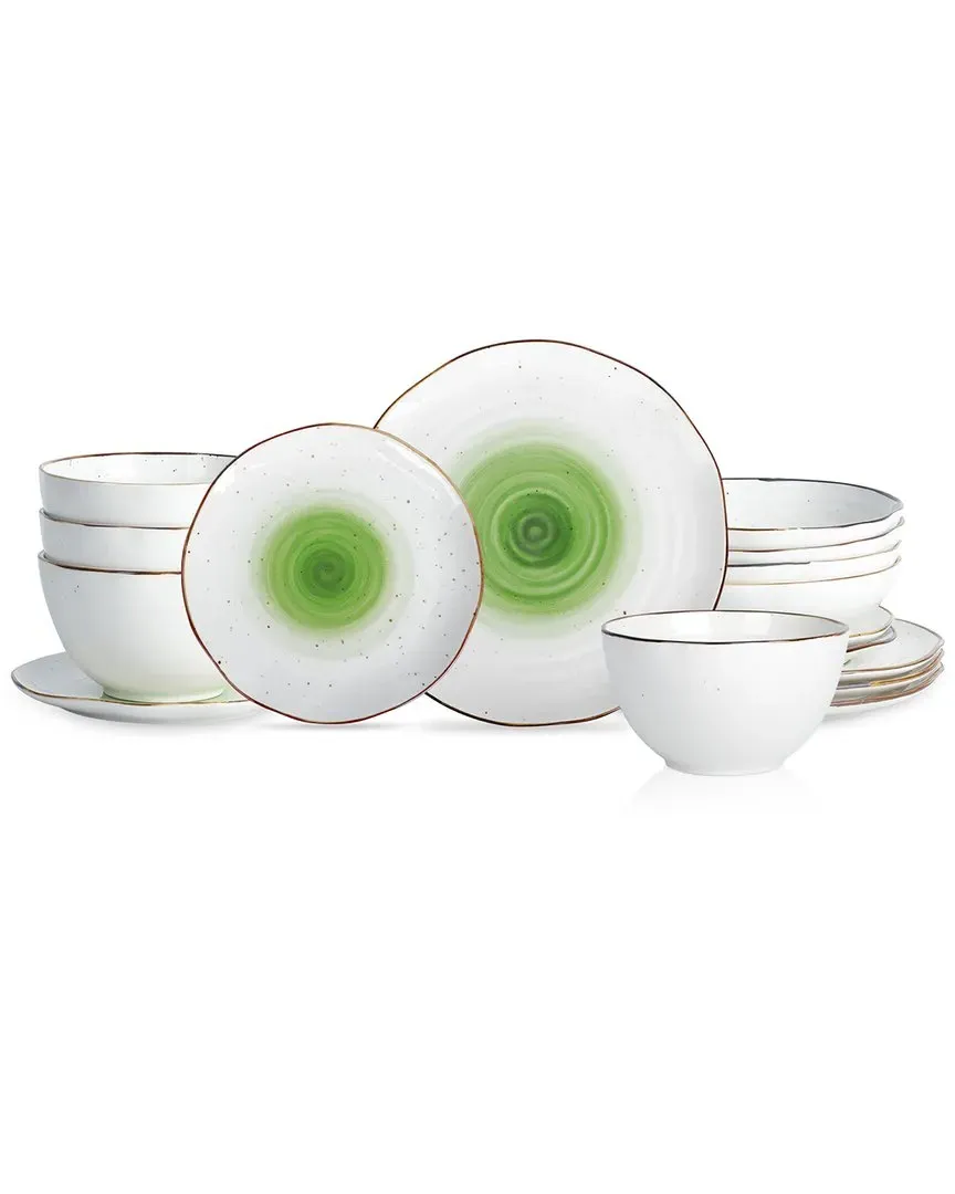 Luma 16-Piece Dinnerware Set - Green, Porcelain image