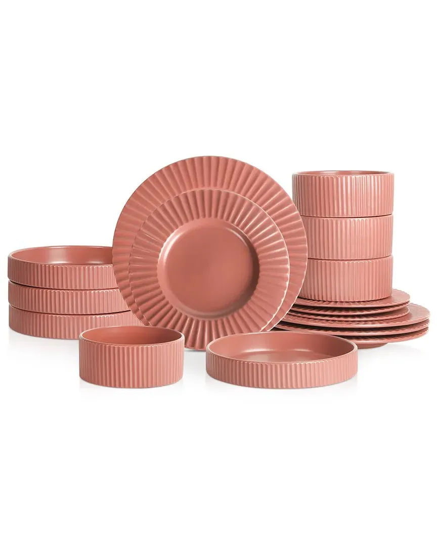 Lusso 16pc Stoneware Dinnerware Set - Redwood