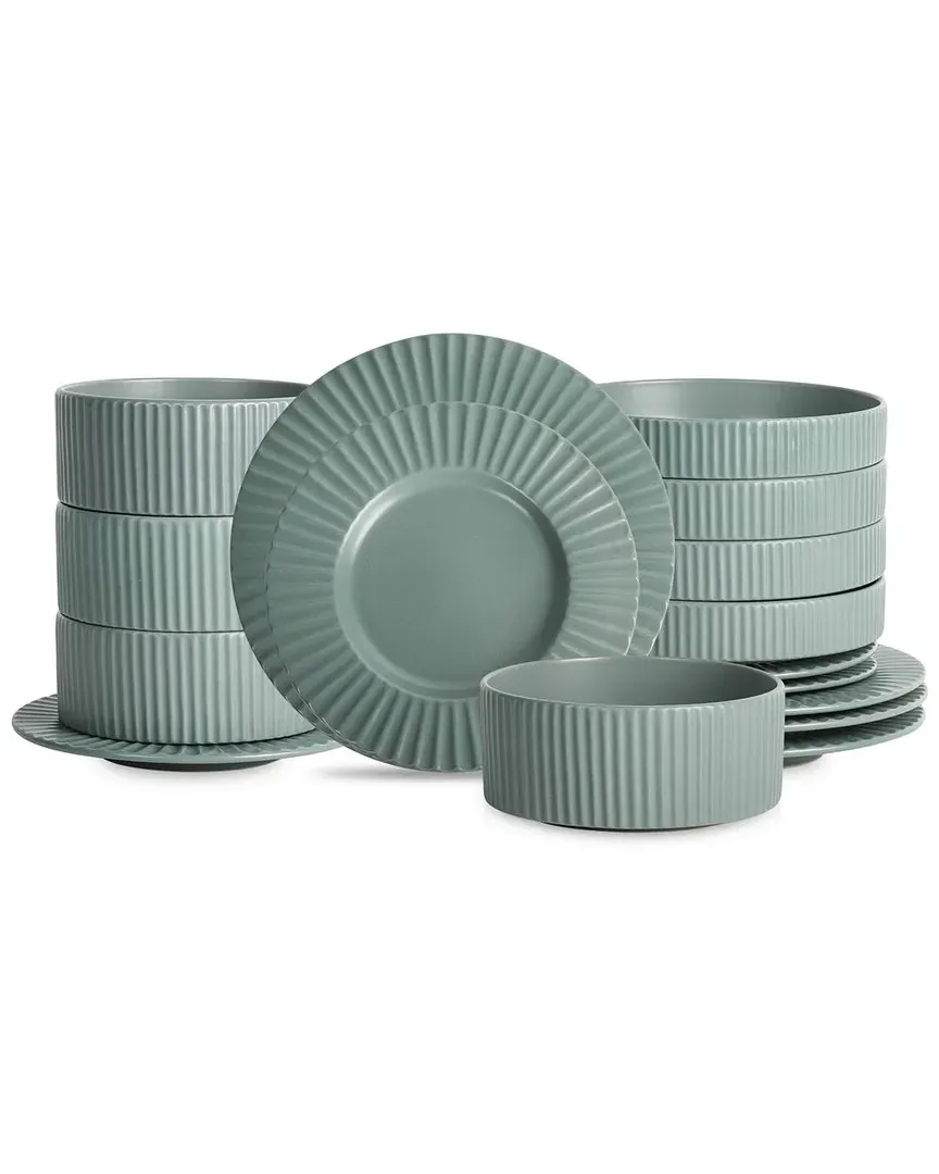 Lusso 16pc Stoneware Dinnerware Set - Stone