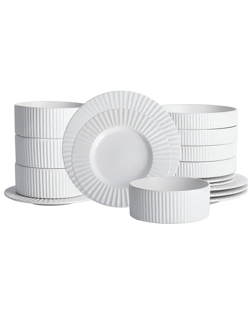 Lusso 16pc Stoneware Dinnerware Set - White
