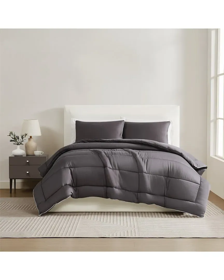 NY Cotton Sateen Comforter Set - Dark Grey
