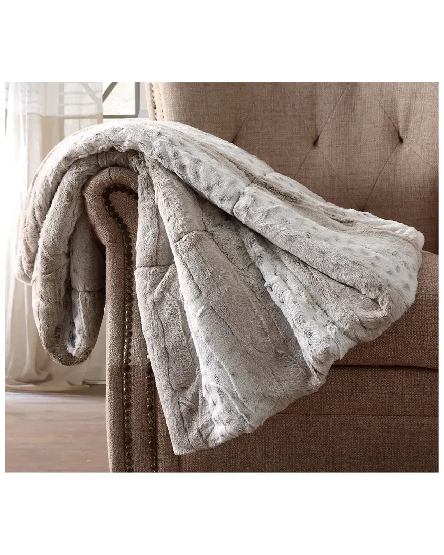 Snow Leopard Fur Filled Throw with Gift Box - Neutral