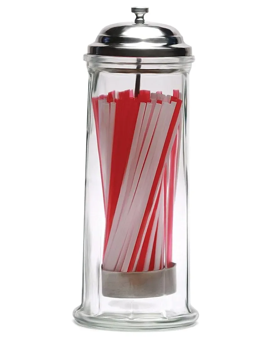 Jay Imports Glass Straw Holder with Lid - Clear image