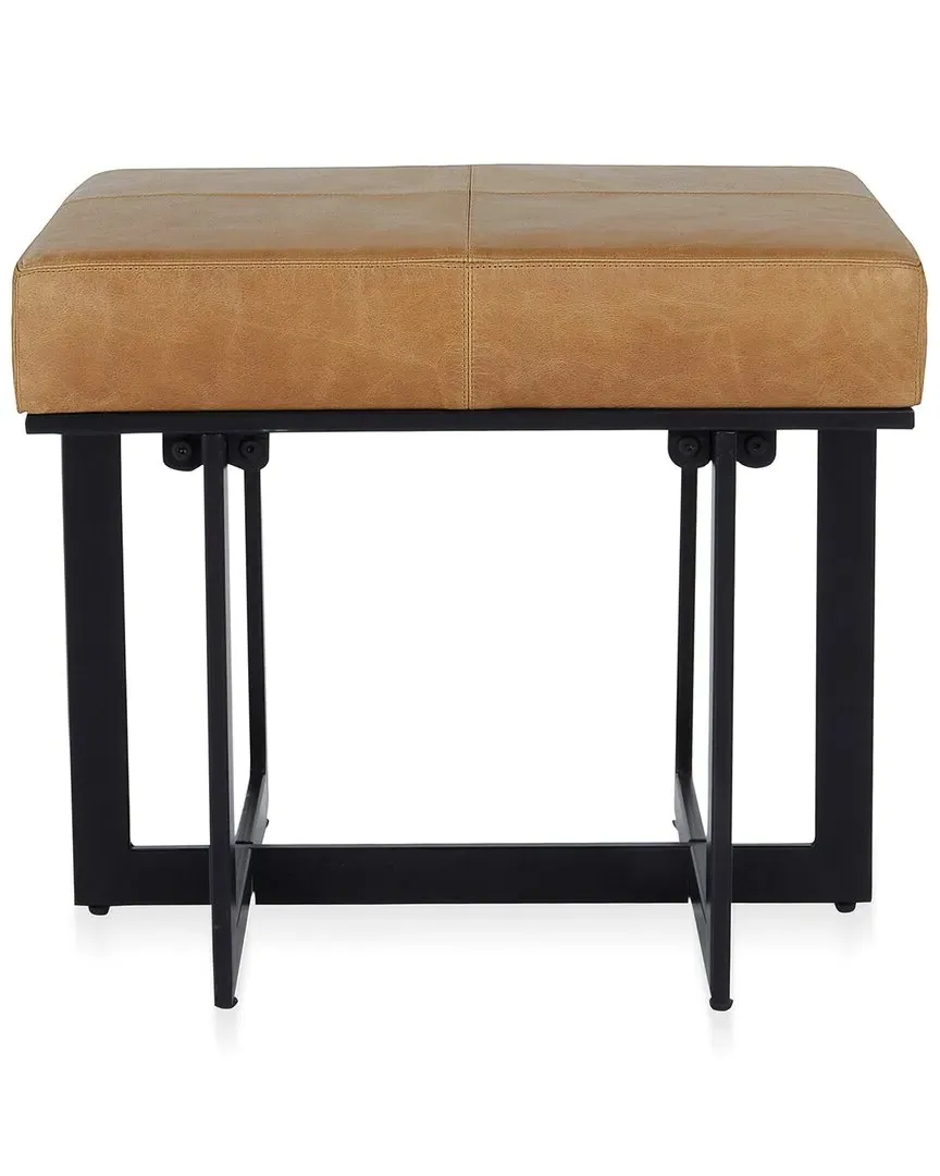 Calvin Leather & Tube Iron Stool - Chestnut image