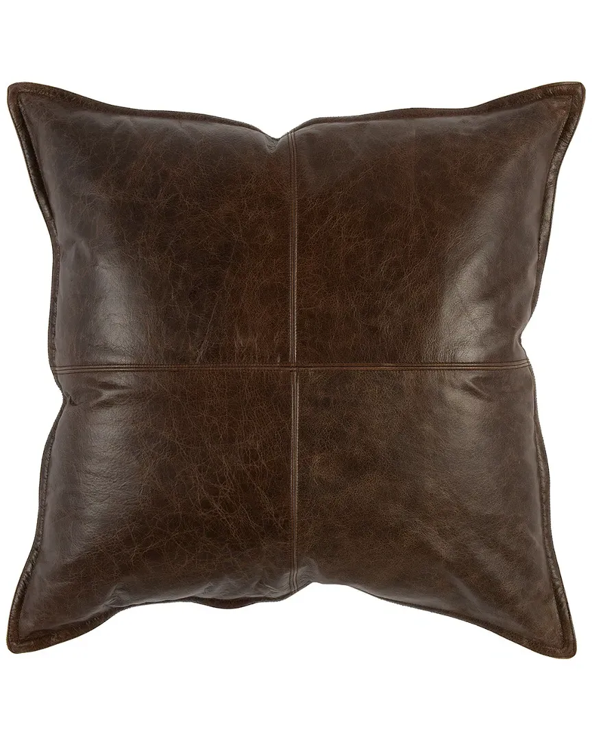 Cheyenne 22in Throw Pillow - Chocolate Brown, Leather