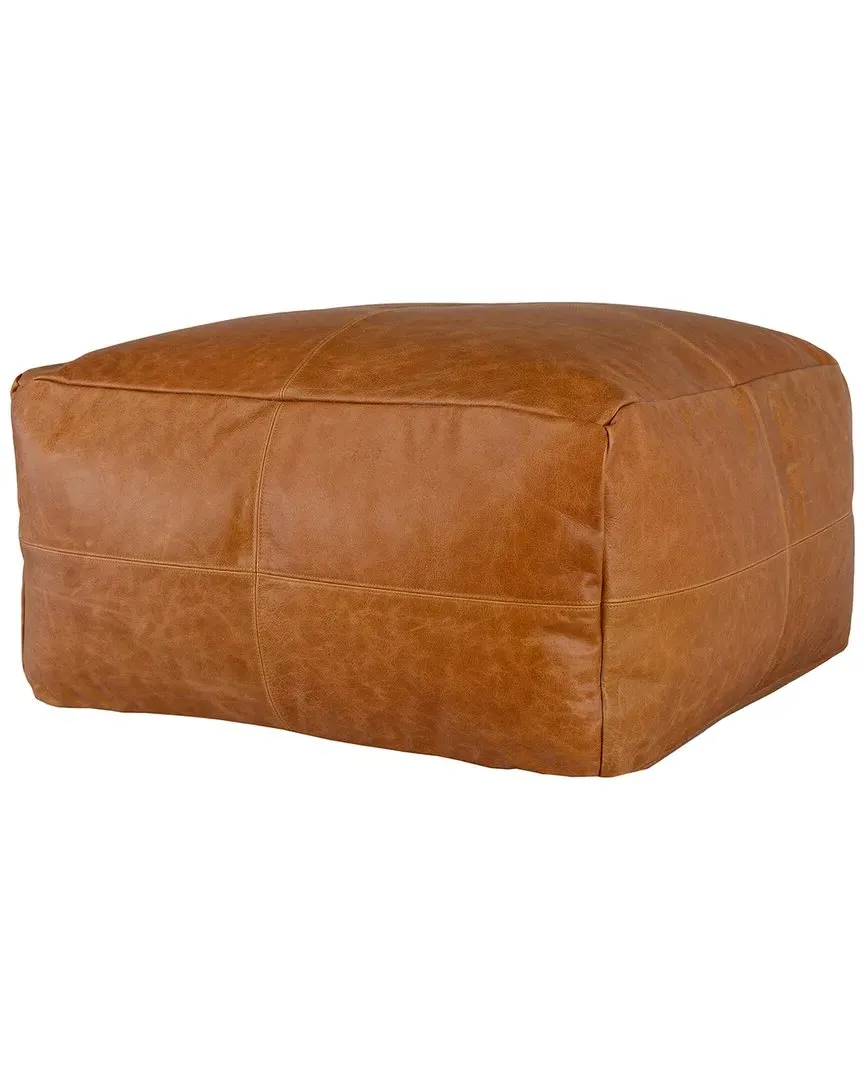 Cheyenne Square Pouf - Brown, Leather