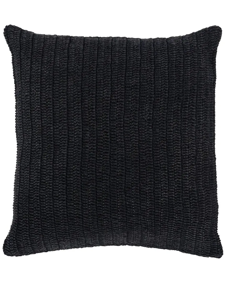 Marcie Knitted 22In Throw Pillow - Black, Belgian Flax Linen image