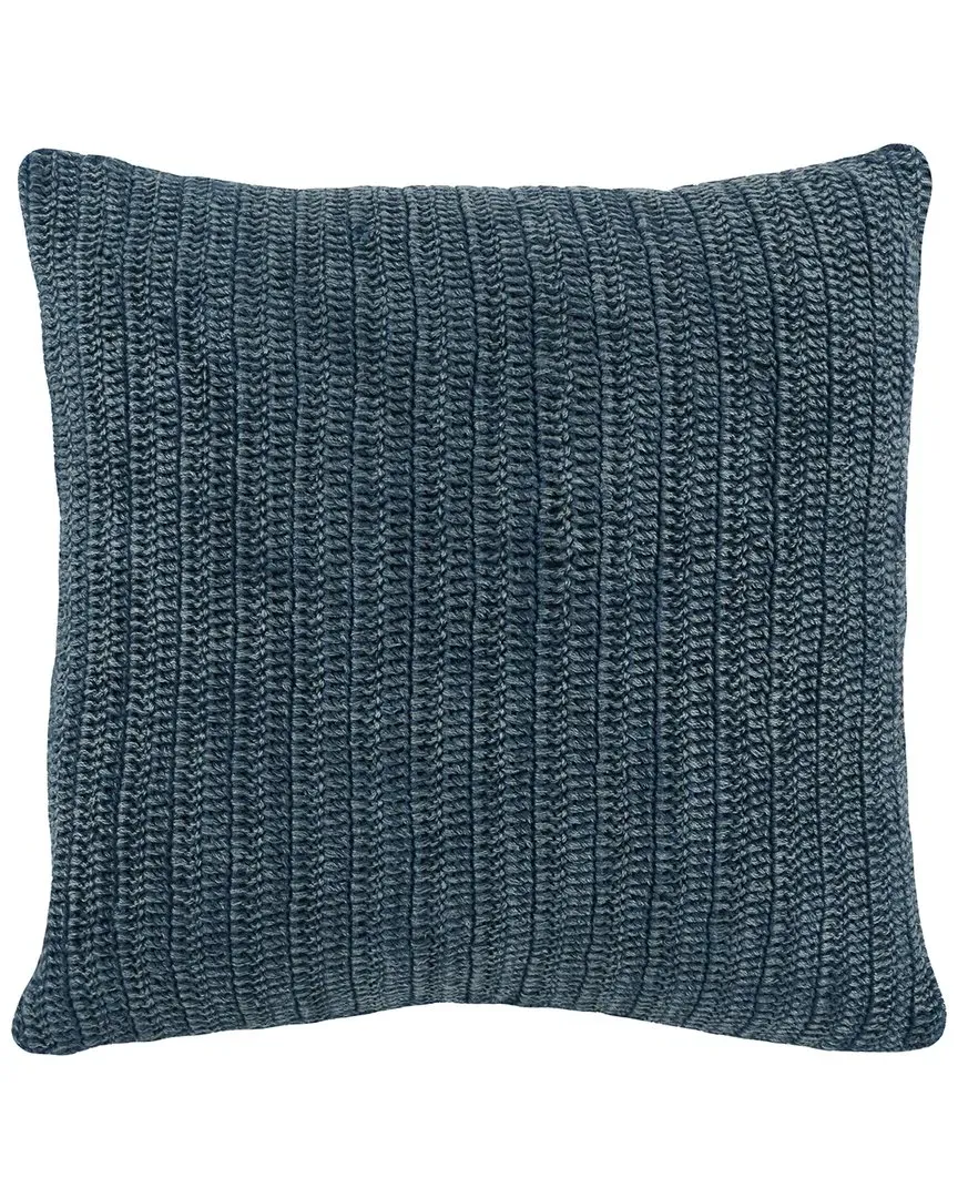 Marcie Knitted 22In Throw Pillow - Blue, Belgian Flax Linen