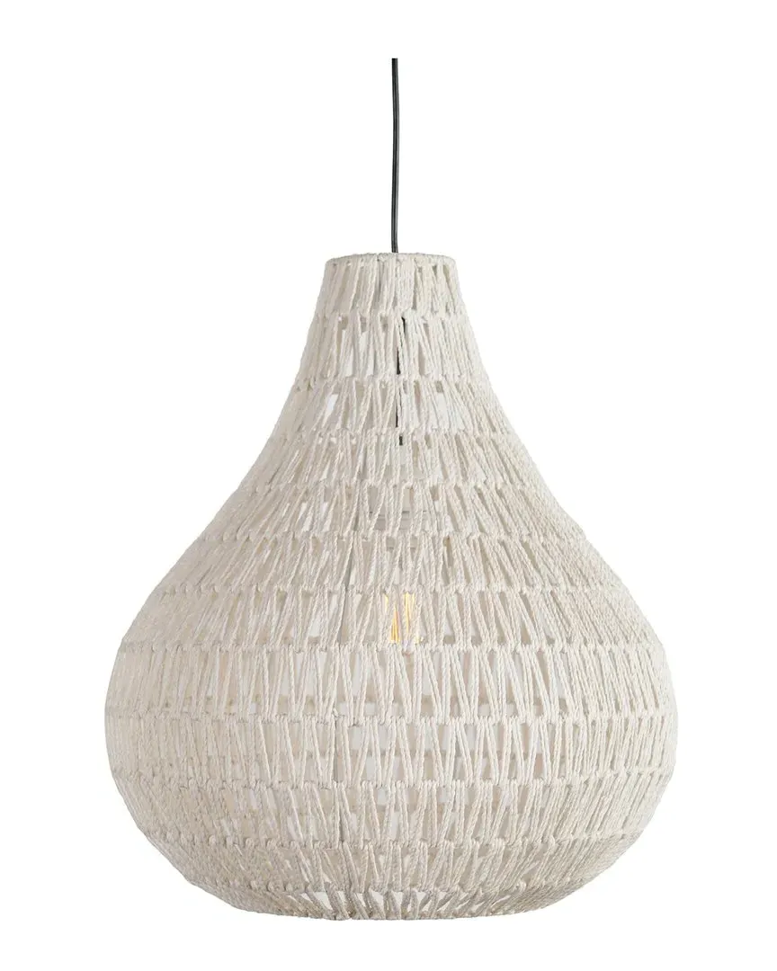 Quaid Woven Rattan Pendant - White, Iron
