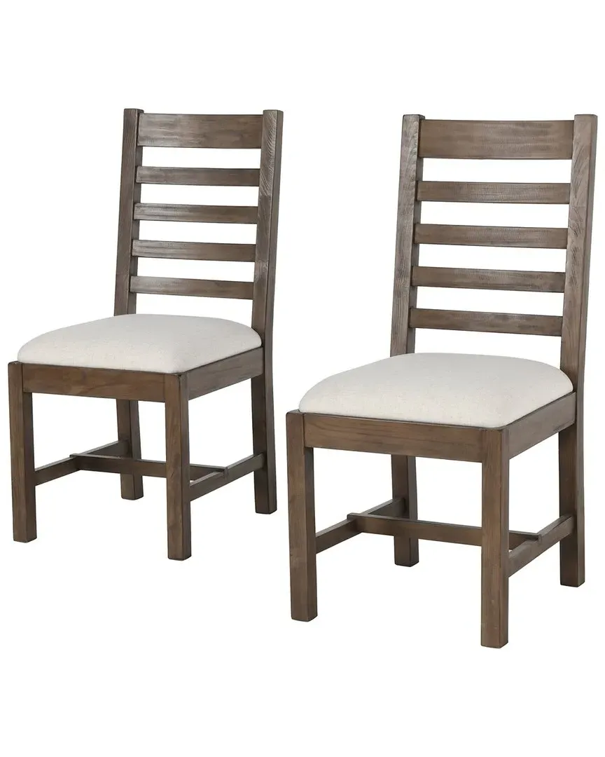 Quincy Set of 2 Dining Chairs - Weathered Brown, Reclaimed Pine