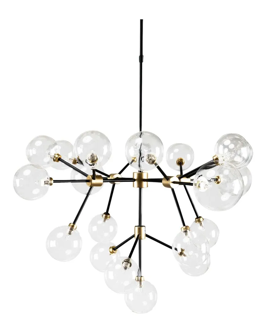 Timothy 20-Light Iron And Glass Chandelier - Black, Gold image