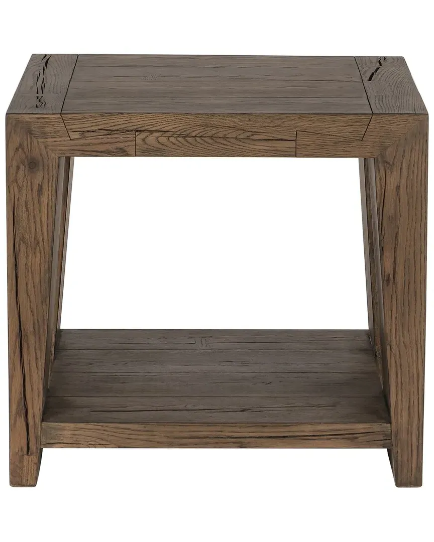 Troy End Table with Shelf - Brown, Cracked Oak