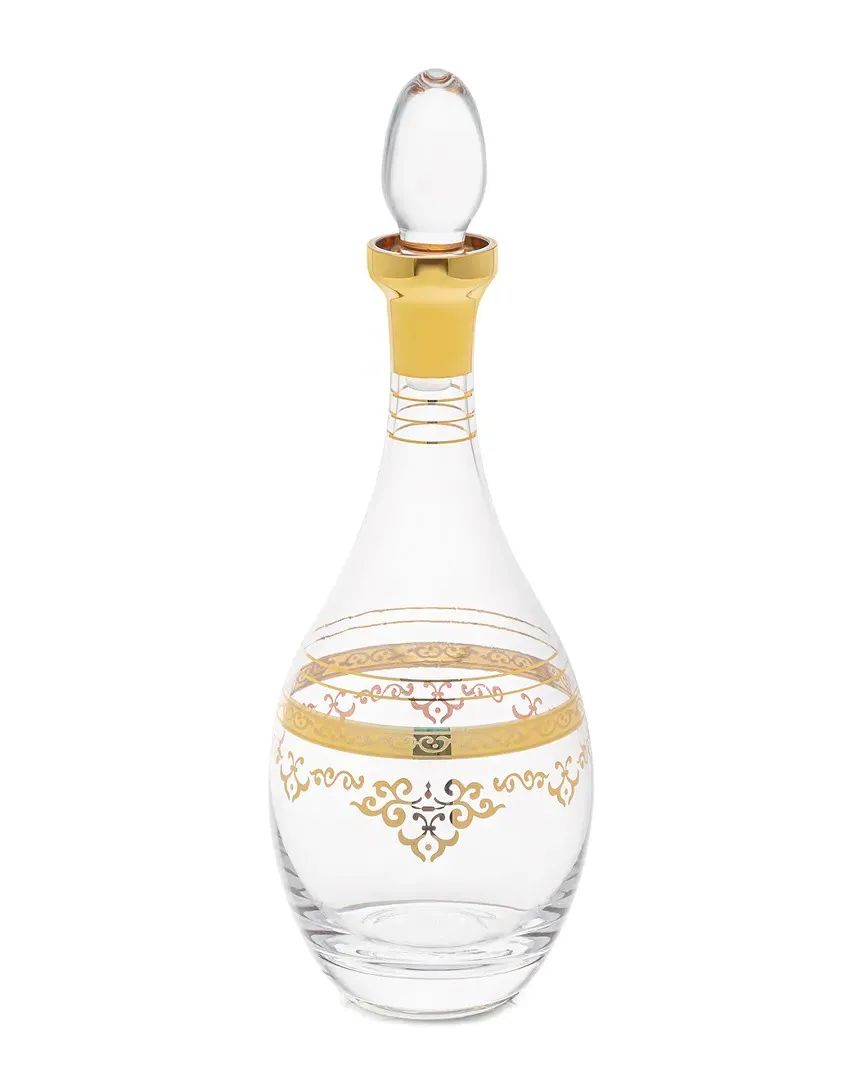 Glass Bottle Decanter with Gold Design - Clear