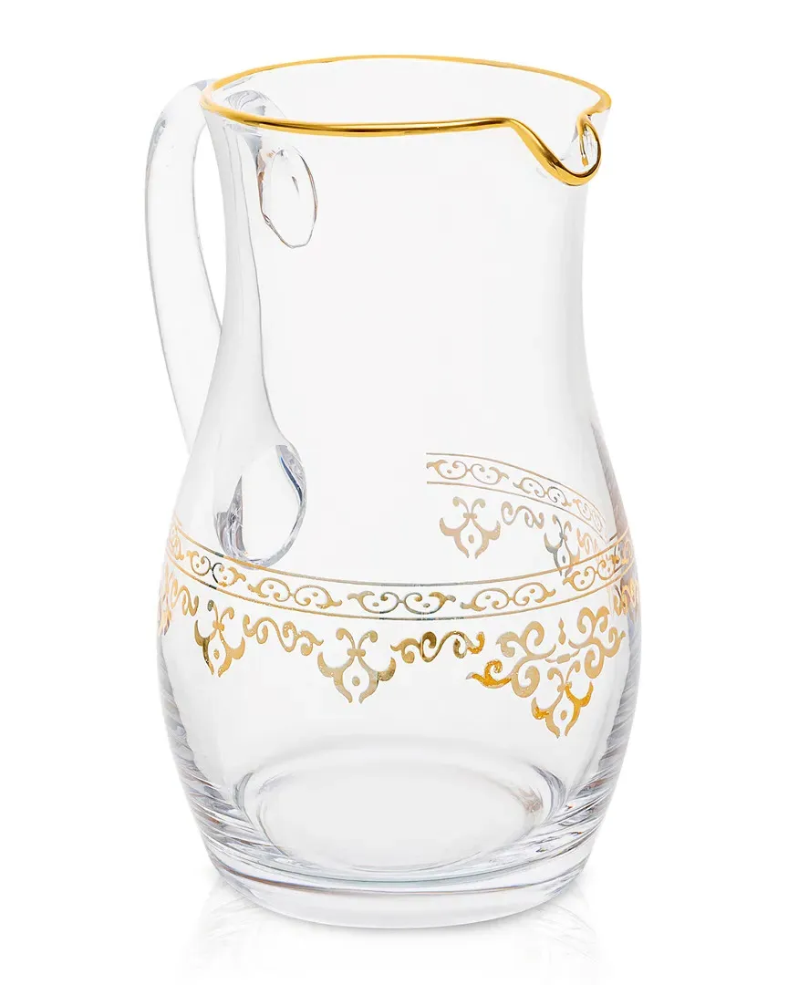 Glass Pitcher with Gold Design - Clear image