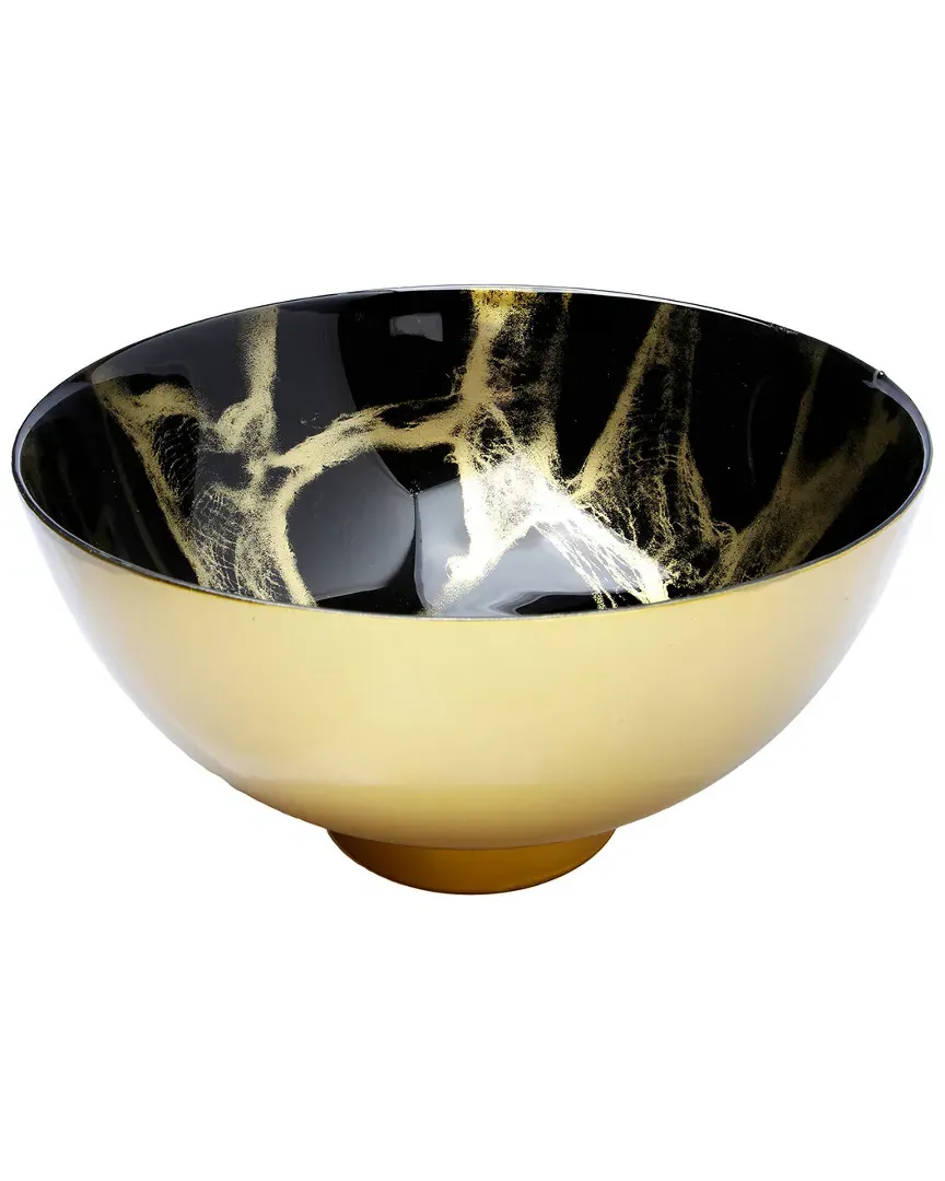 Marbleized Bowl with Gold Outer - Black, Glass