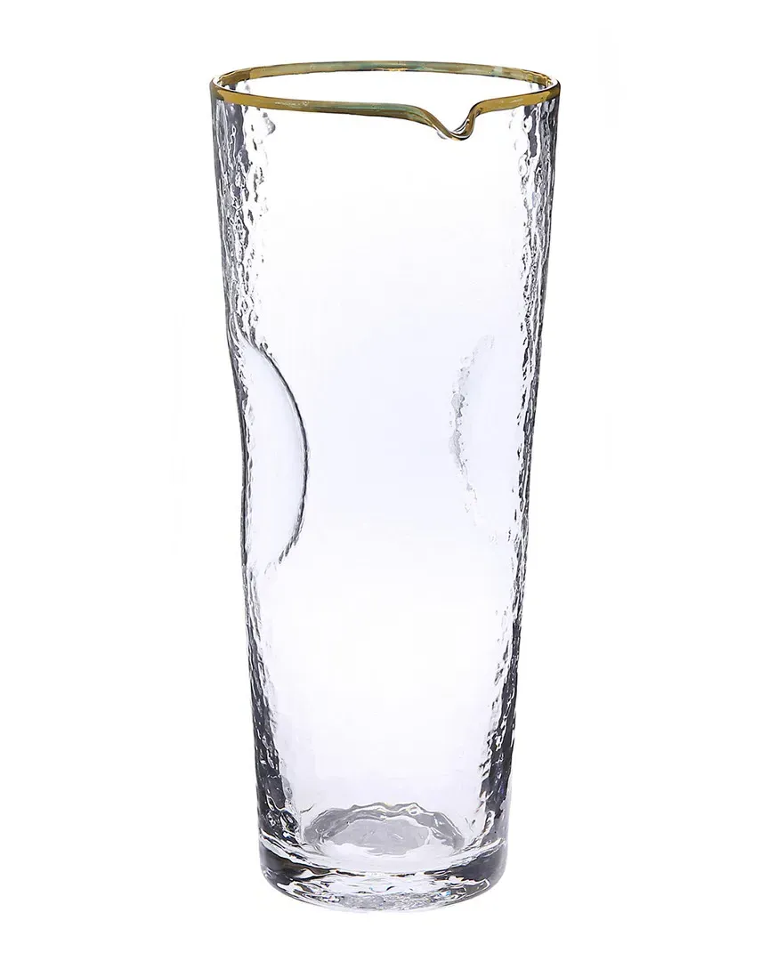 Pebble Glass Water Pitcher with Gold Rim - Clear
