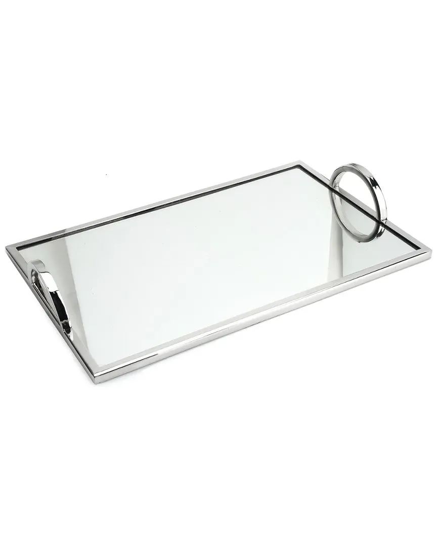 Rectangular Mirror Tray with Loop Handles - Silver image