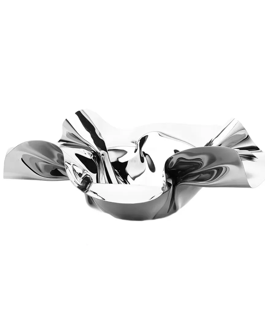 Round Ruffled Serving Bowl - Silver, Stainless Steel image
