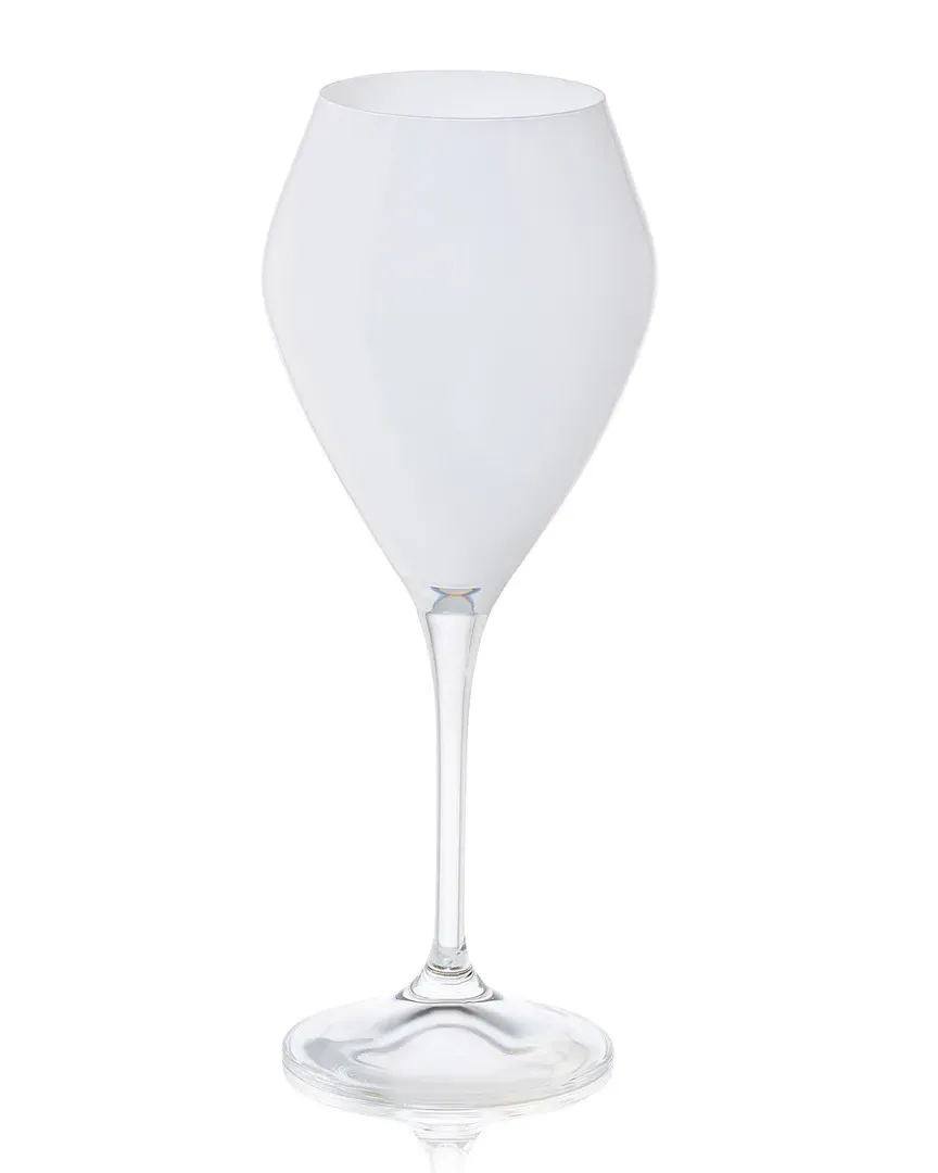Set of 6 V-Shaped Wine Glasses - White, Glass
