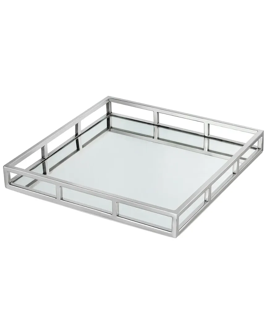 Square Tray with Mirror Base - Silver, Stainless Steel image
