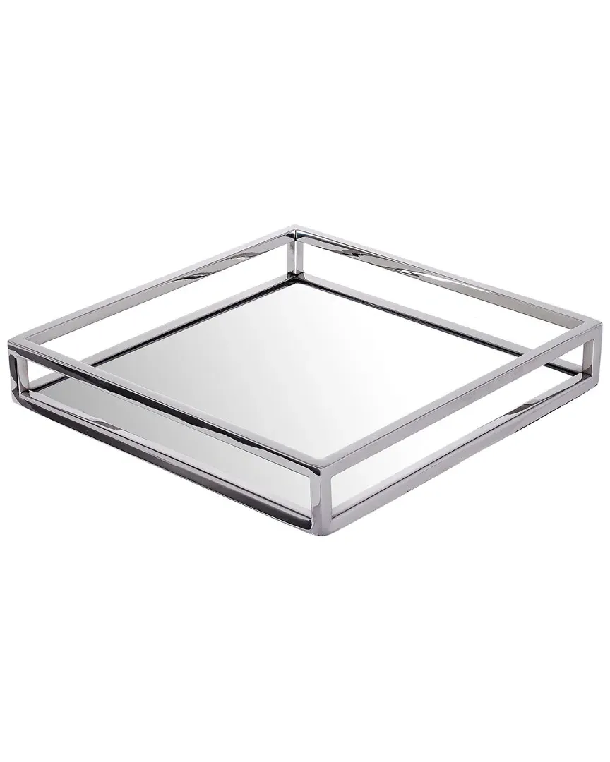 Square Tray with Mirror Base - Silver, Stainless Steel