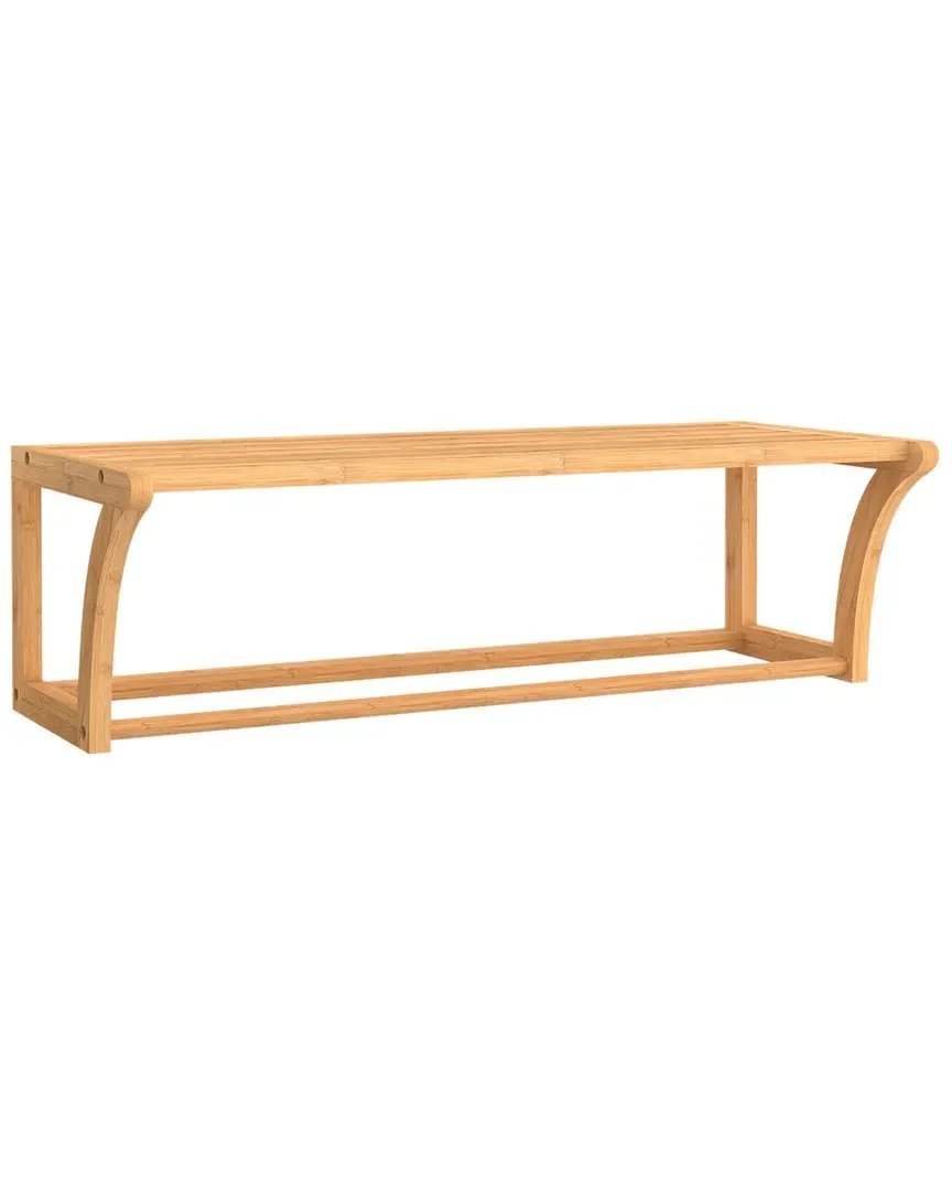 Bamboo Wall Shelf with Hang Rail - Brown