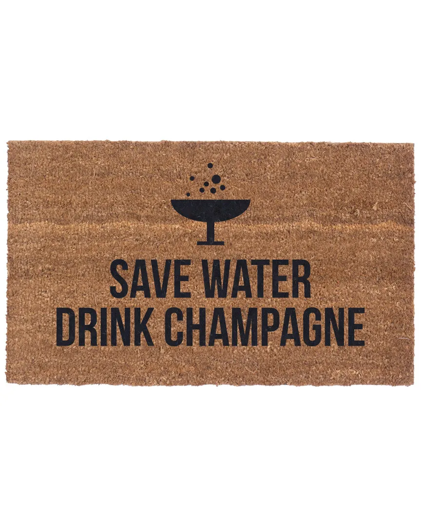 Save Water Drink Champagne Doormat - Natural, Coco Fibre image