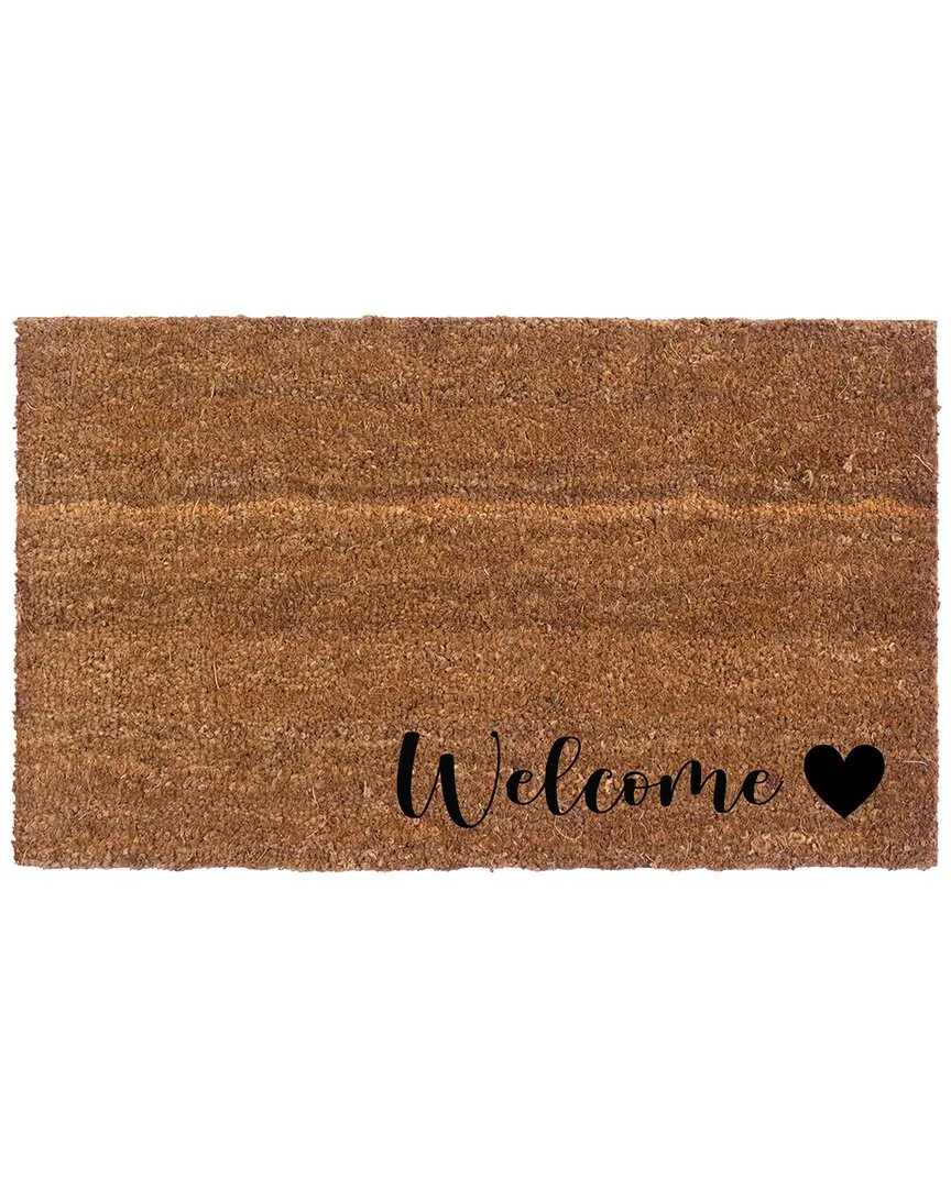 Welcome Heart Rug - Multicolor, Coir