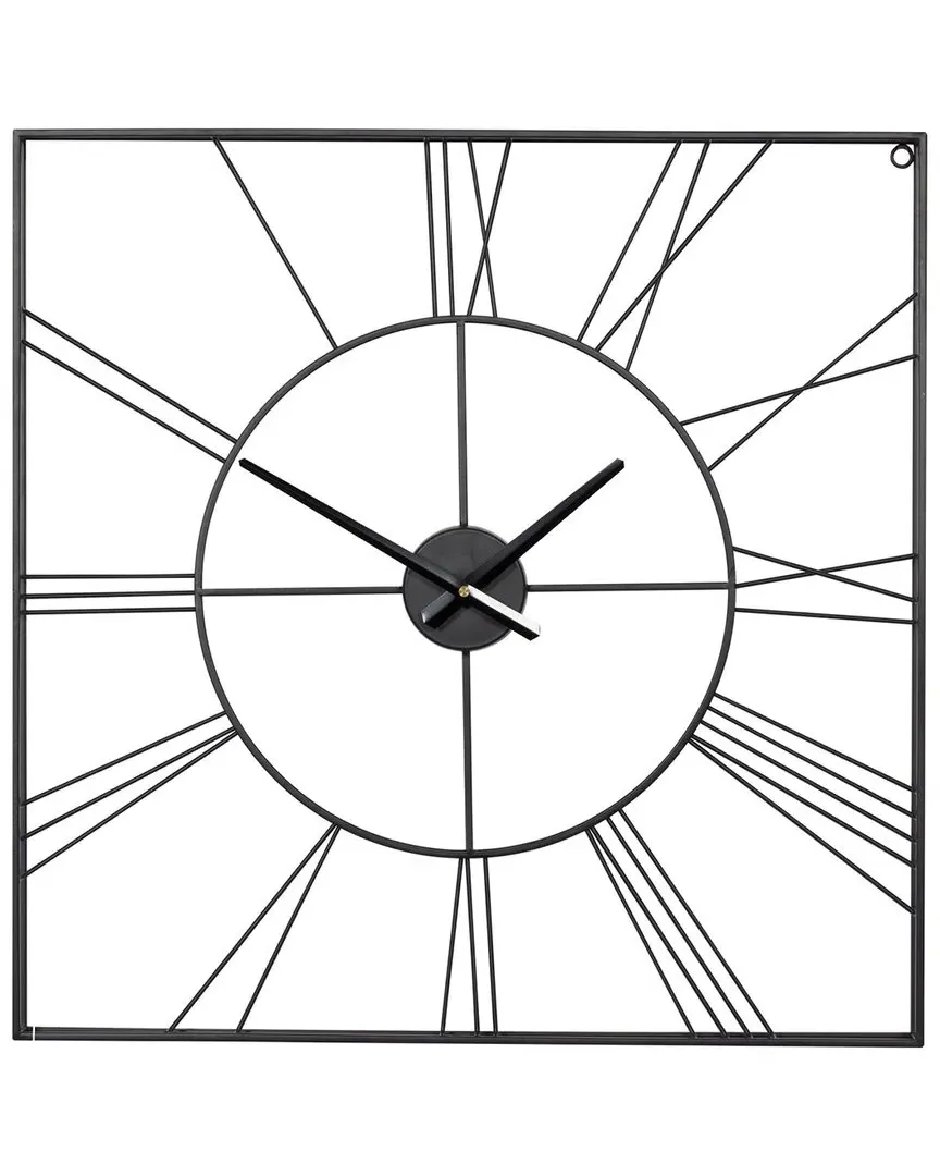 24in Square Industrial Wall Clock - Black, Metal image