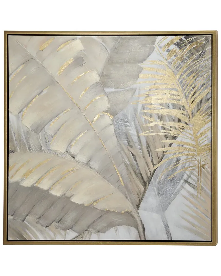 Canvas Palm Leaf Framed Wall Art - Brown