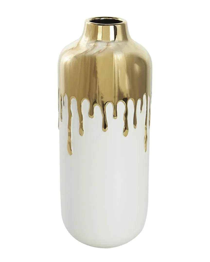 Ceramic Vase with Abstract Melting Drips - White image