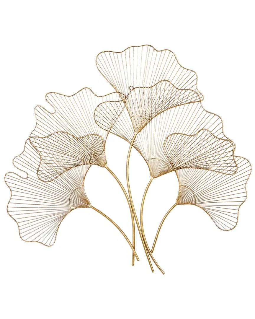 Floral Metal Wall Decor - Gold image