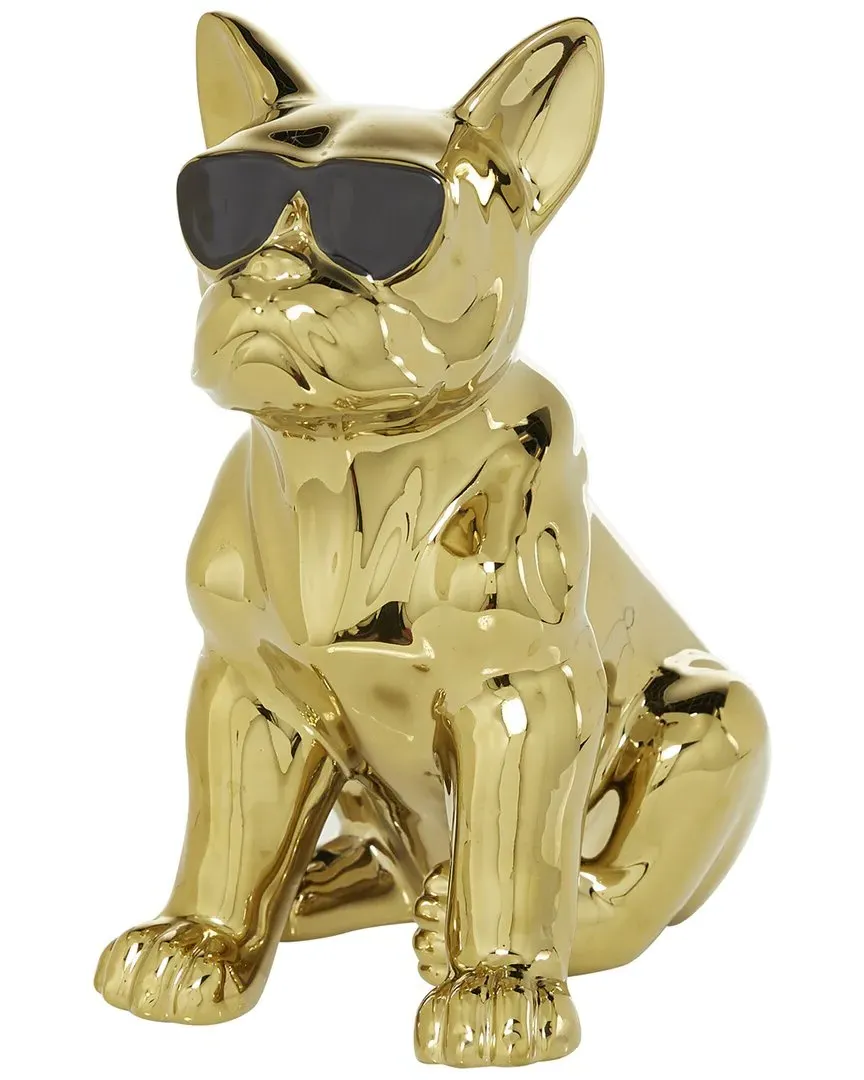 French Bulldog Ceramic Sculpture with Sunglasses - Gold