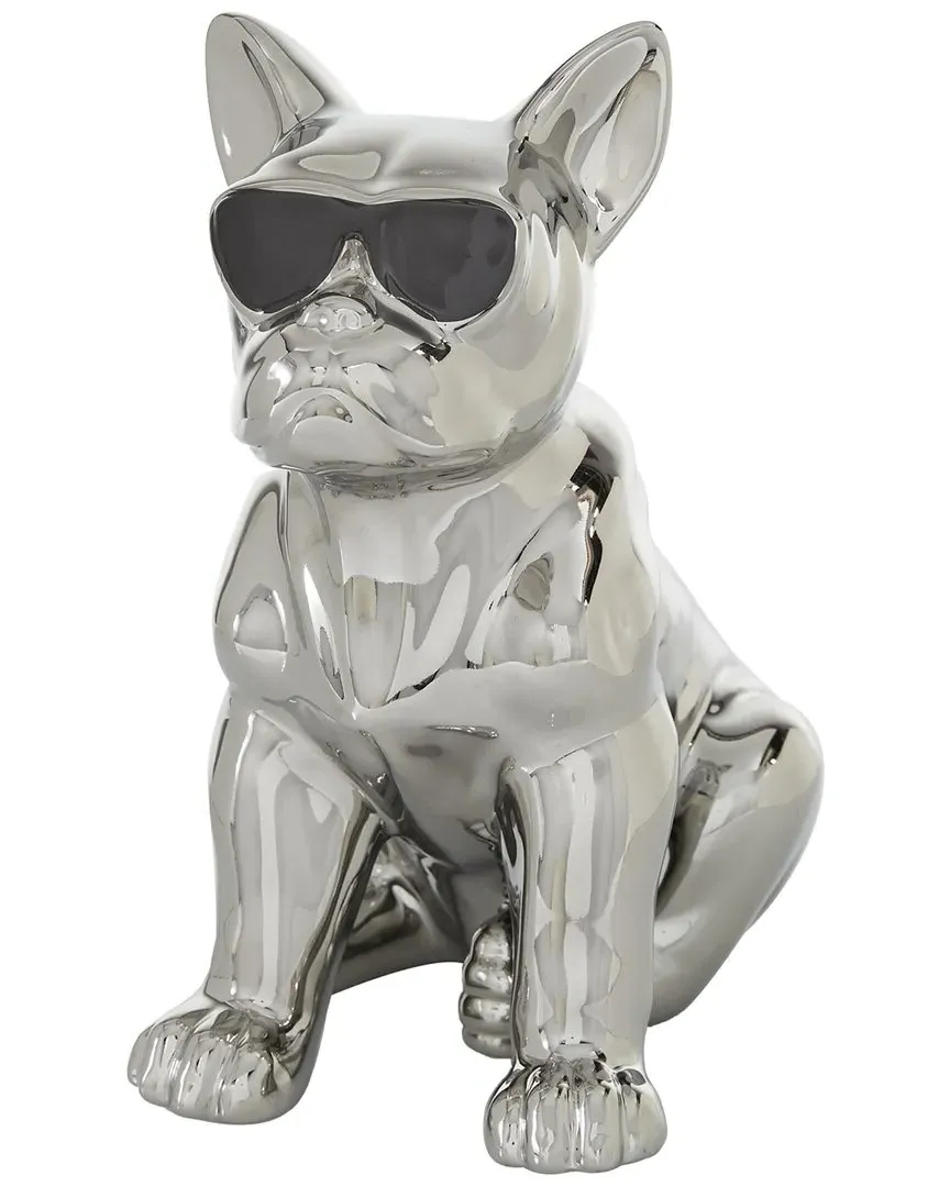 French Bulldog Ceramic Sculpture with Sunglasses - Silver
