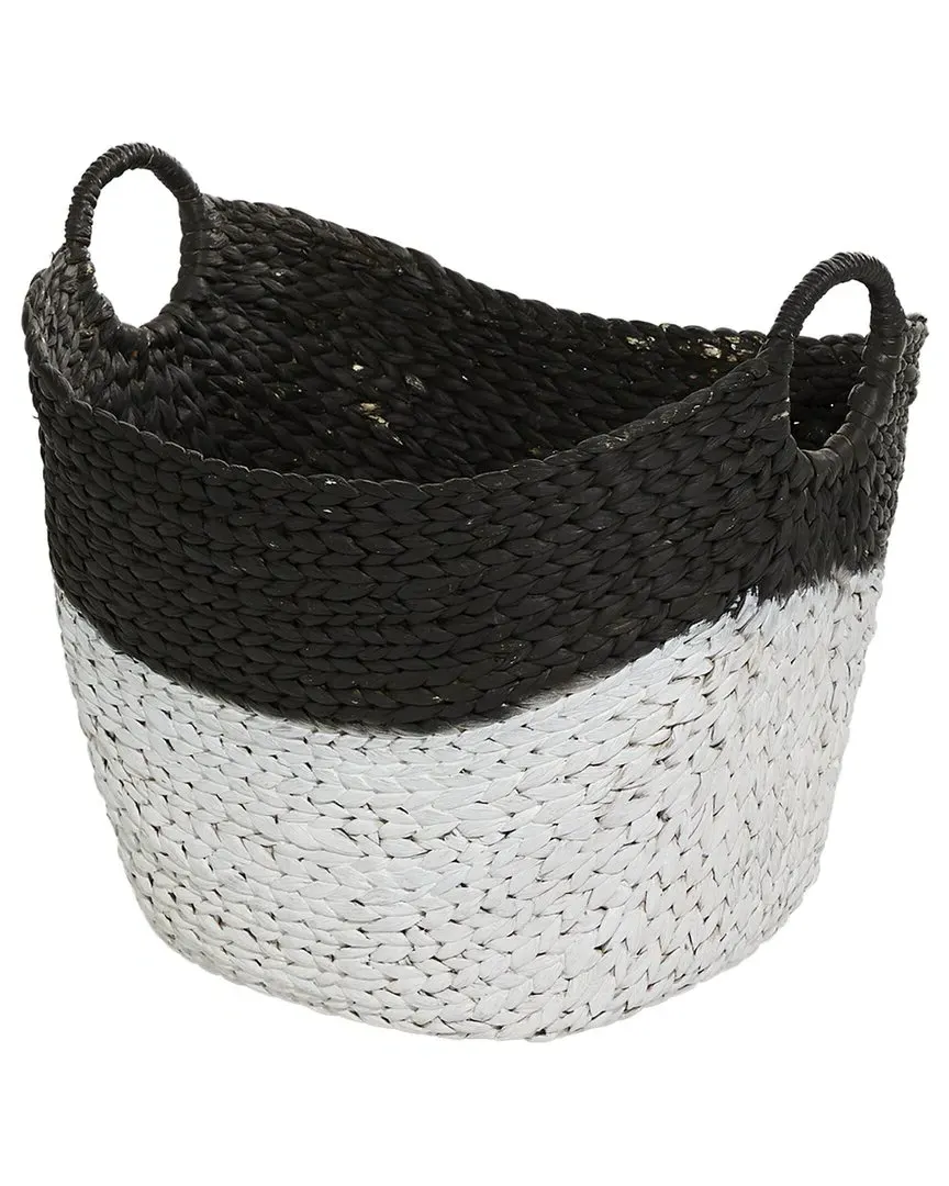 Large Woven Storage Basket with Handles - Black, Seagrass image
