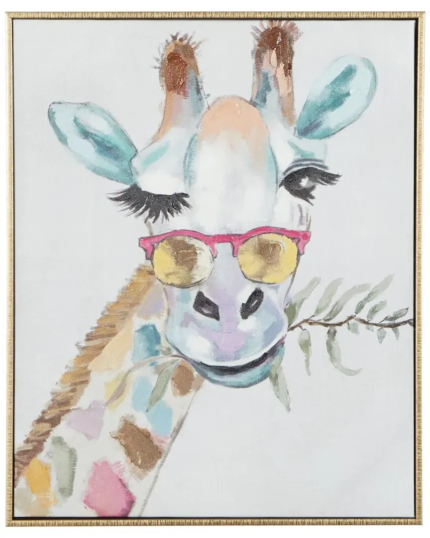 Metal Giraffe Framed Wall Art - Multi Colored image