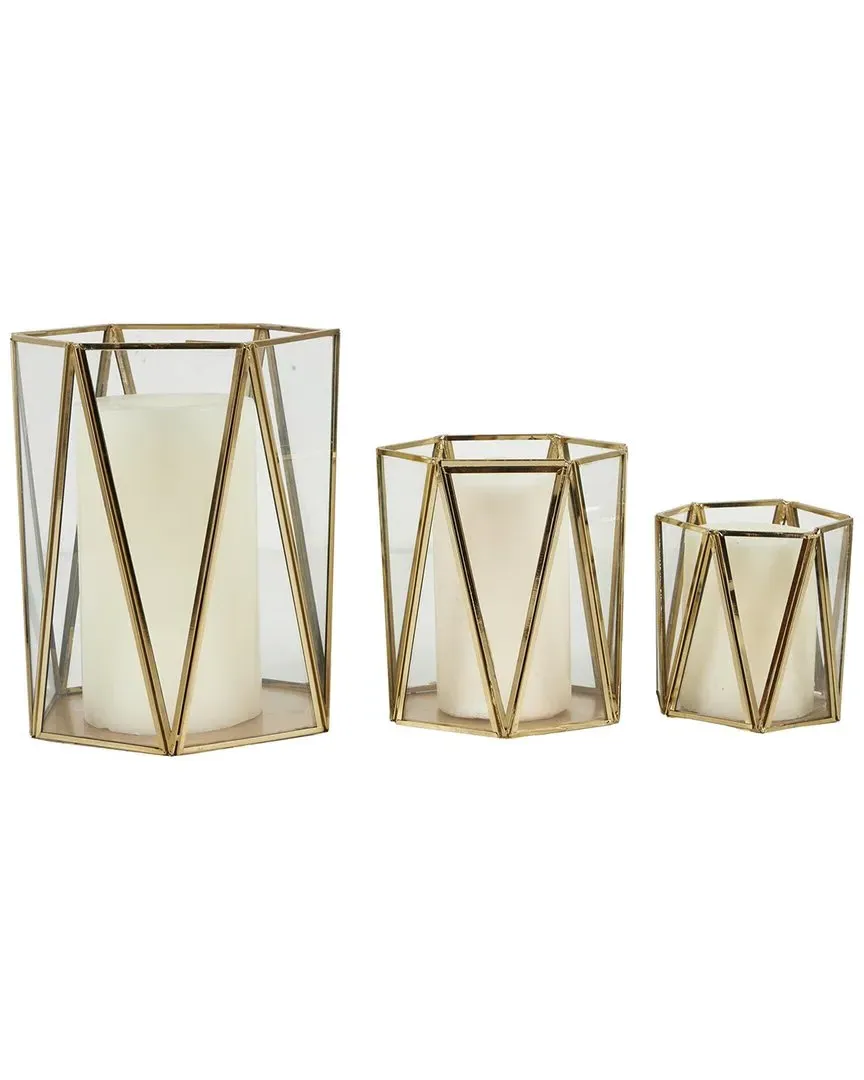 Peyton Lane Metal Candle Lantern Set - Gold image