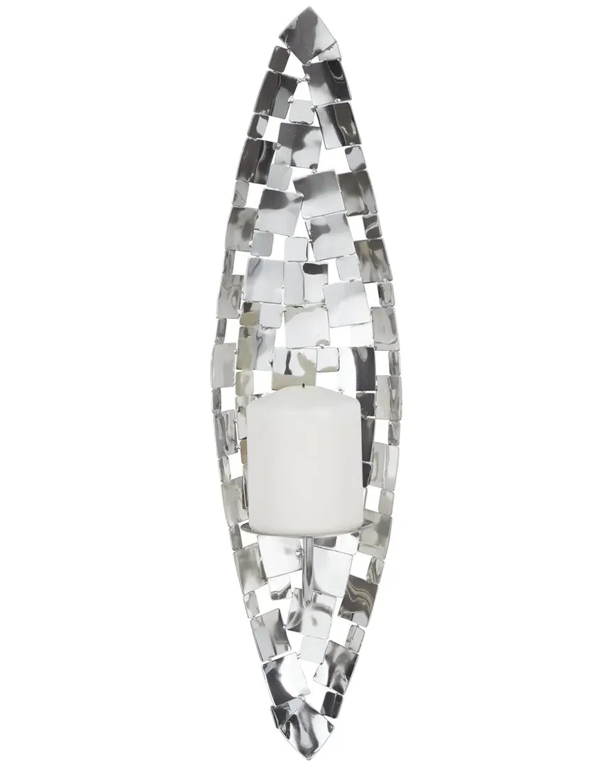 Pillar Wall Sconce with Hammered Pattern - Silver, Steel image