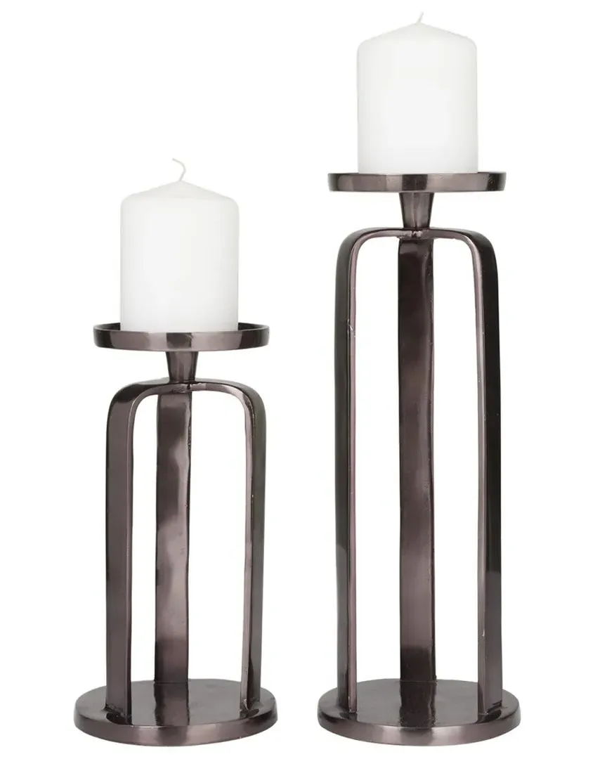 Set of 2 Aluminum Candle Holders - Black image