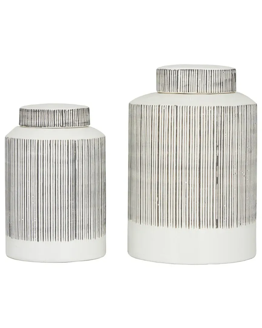 Set of 2 Ceramic Jars - White image