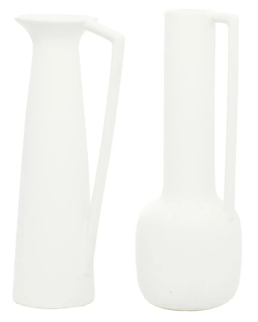 Set of 2 Ceramic Pitchers - White image