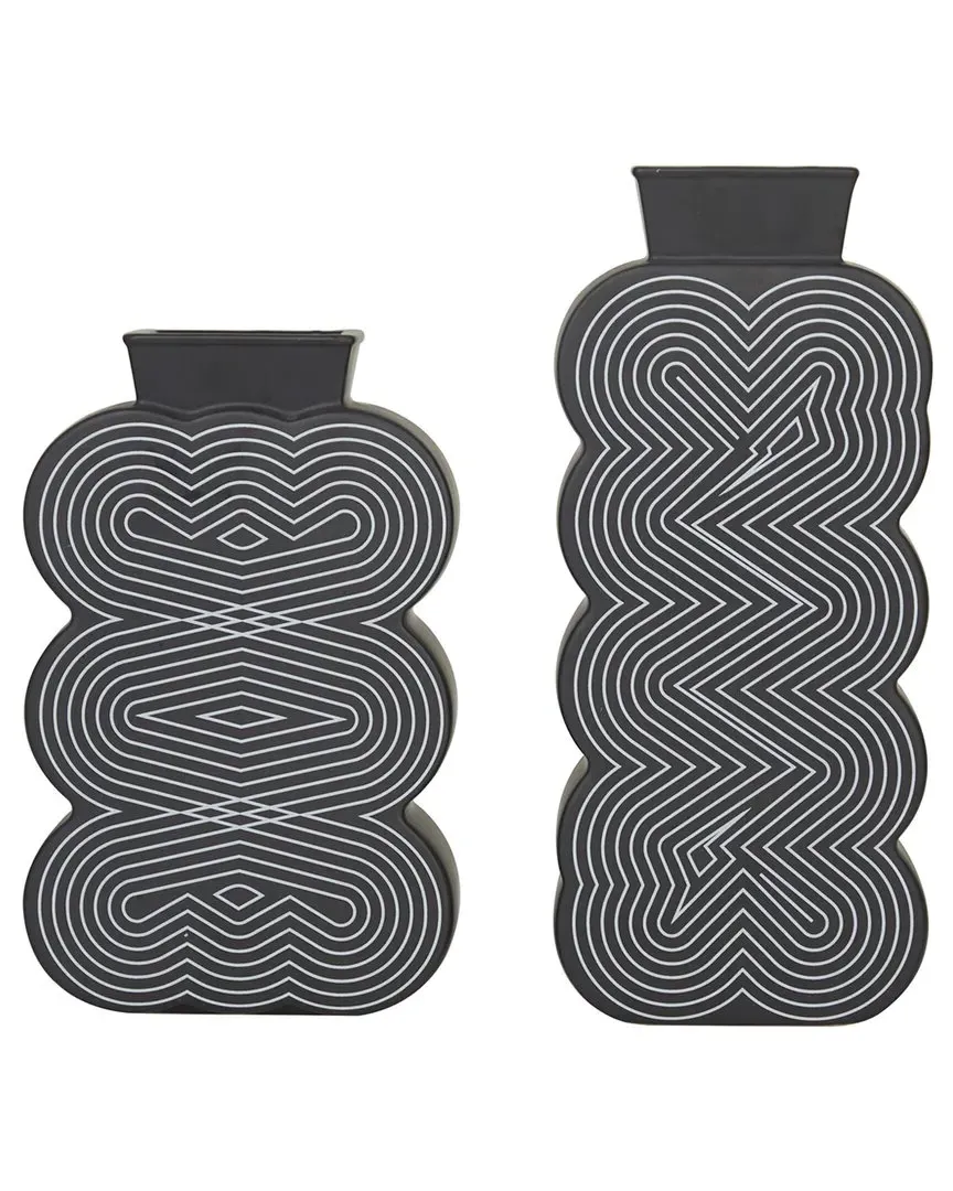 Set of 2 Ceramic Vases - Black, Stoneware image