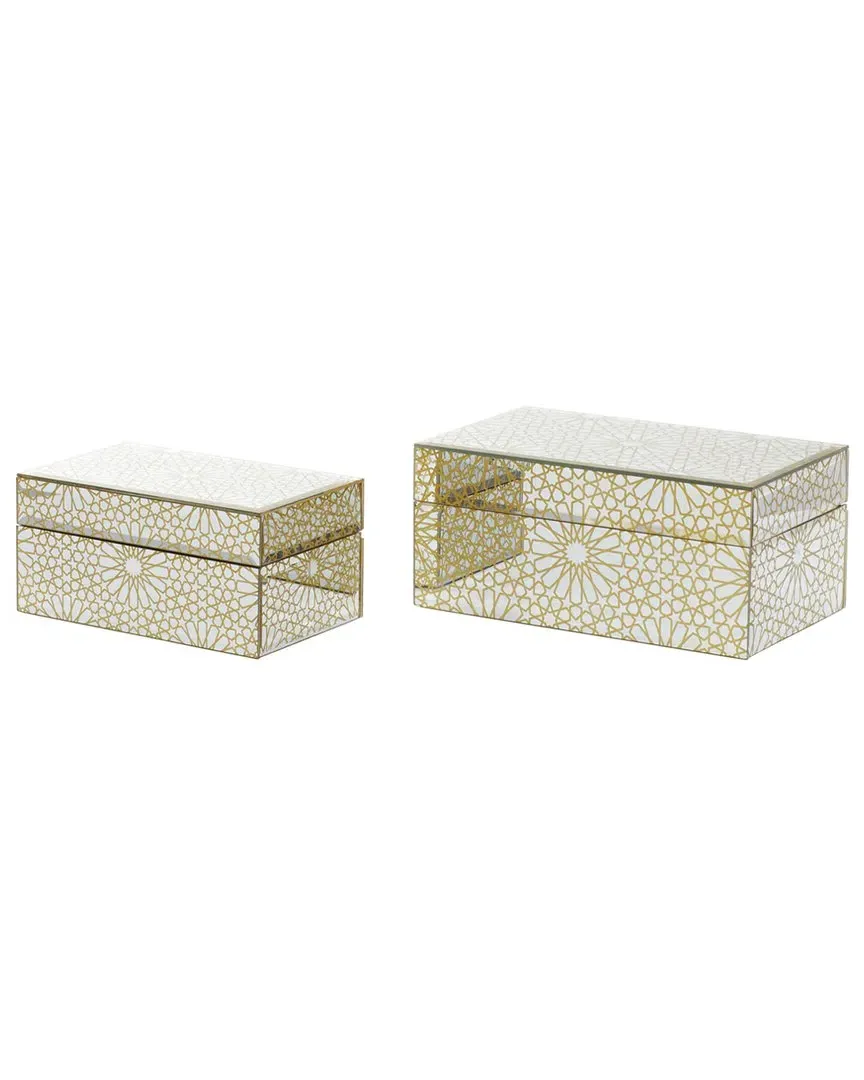 Set of 2 Decorative Boxes - Gold, Metal