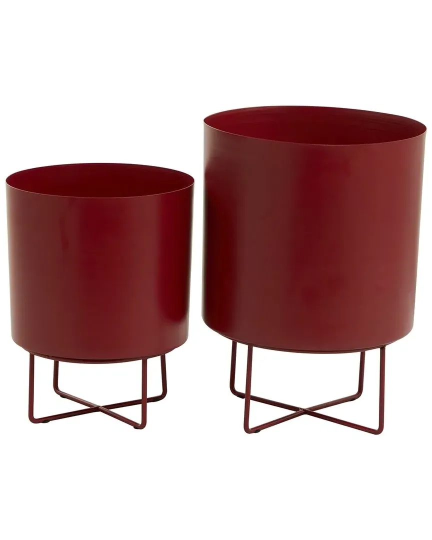 Set of 2 Indoor Outdoor Planters - Red, Metal image