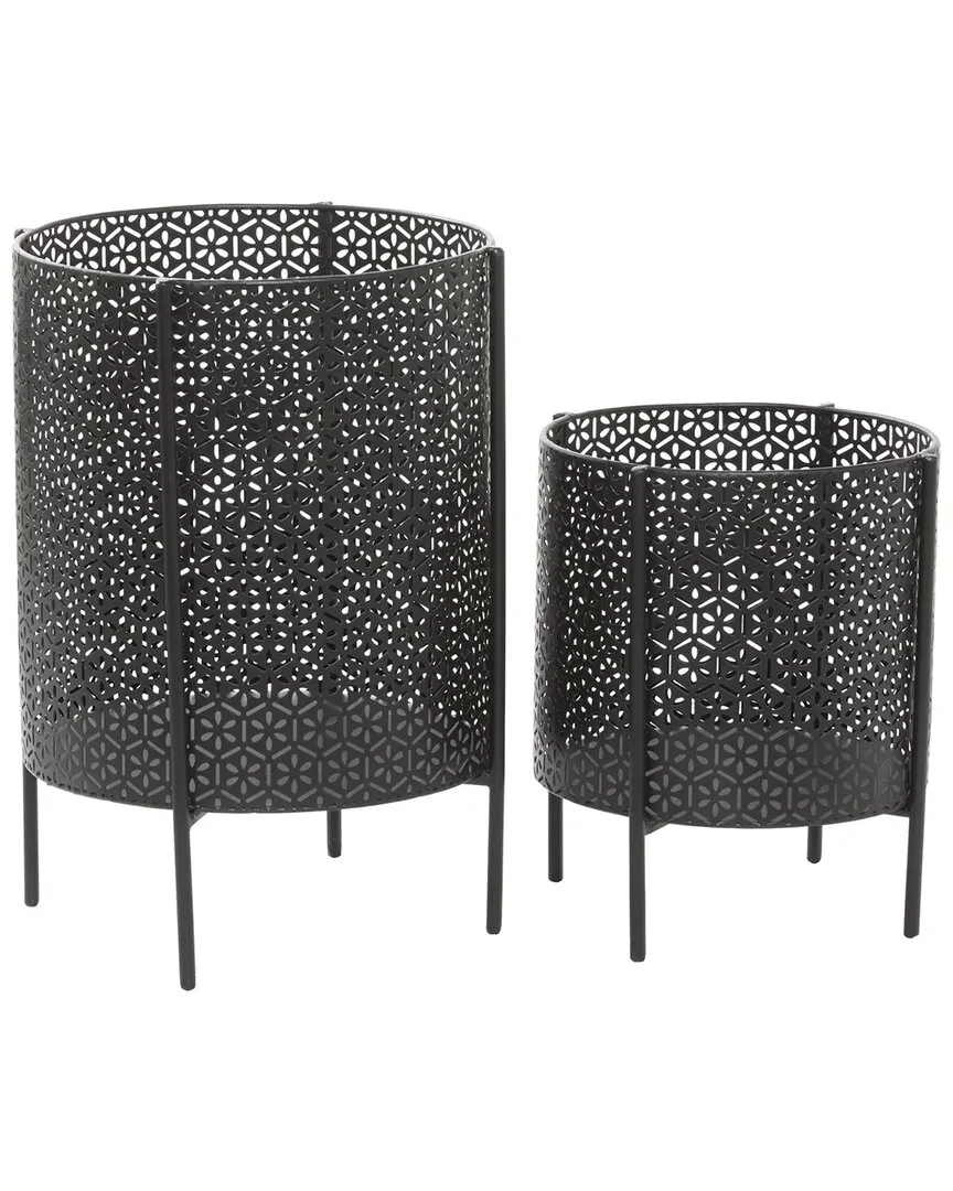 Set of 2 Mesh Planters - Black, Metal