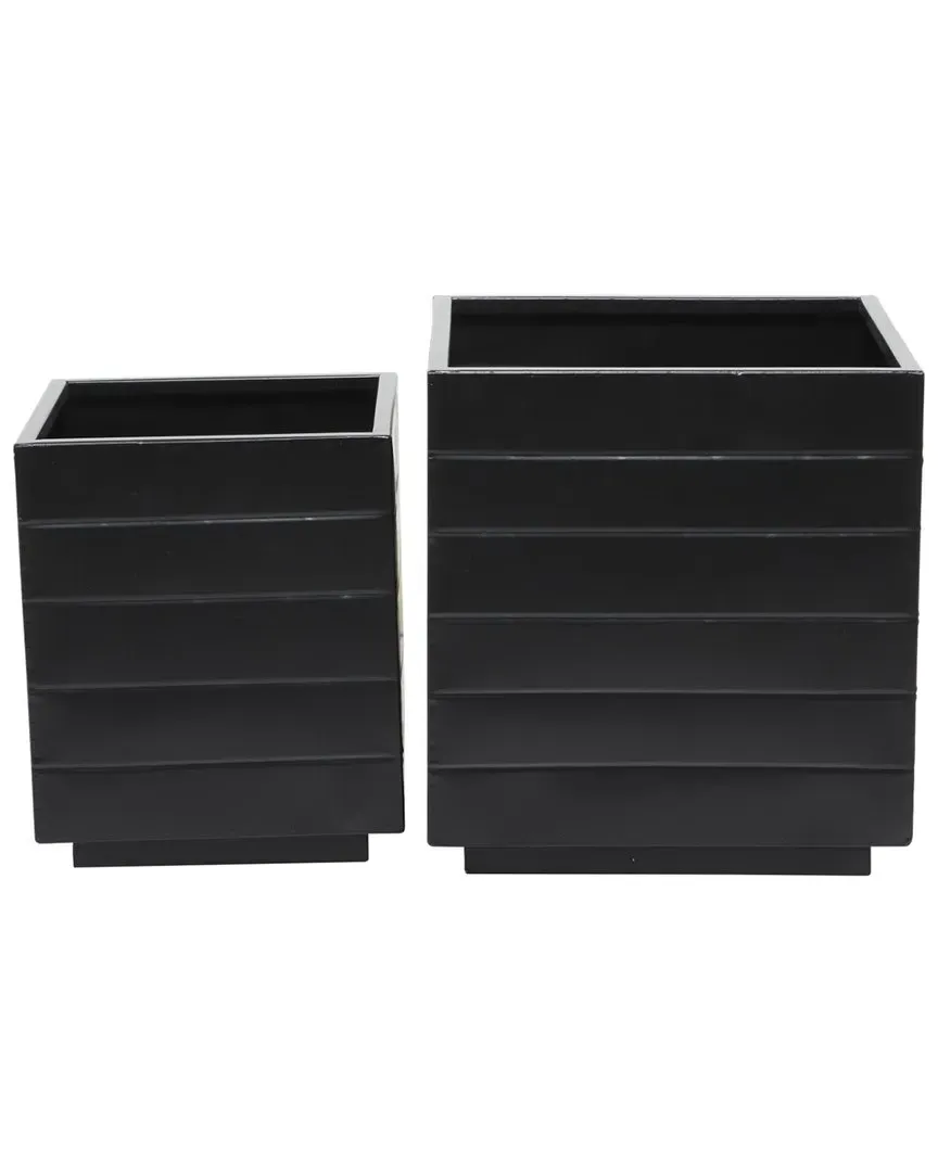 Set of 2 Planters - Black, Iron