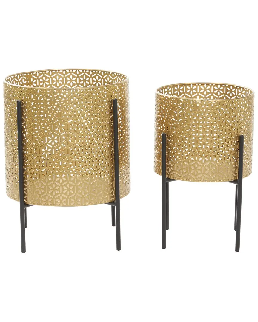 Set of 2 Planters - Gold, Iron